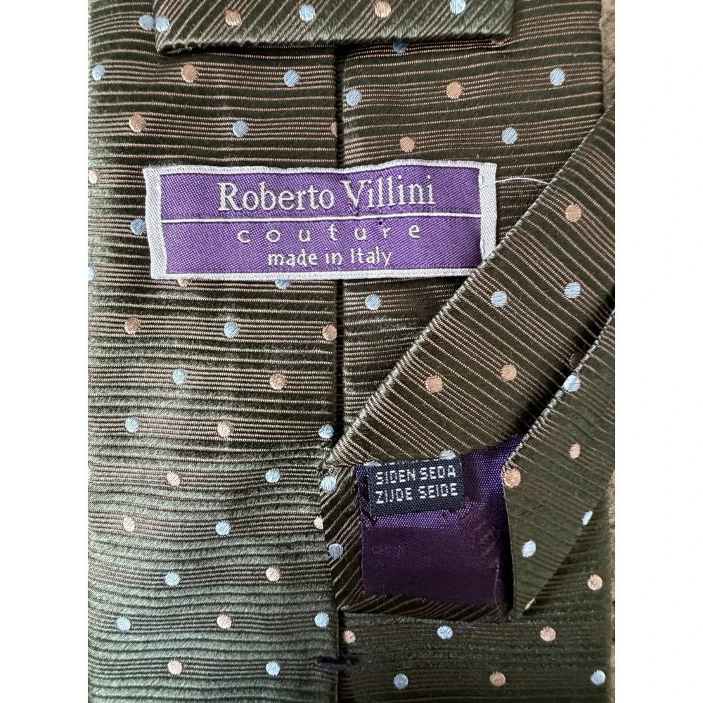 Roberto Villini Couture Neckwear Tie Multi Color Polka Dot Italy 100% Silk JBHS